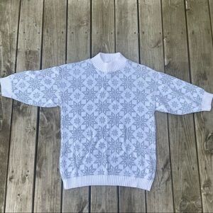 ** VTG Garland USA Gray white Snowflake mock neck pullover sweater